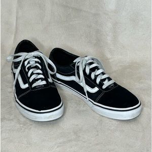 Vans kids black with white trim sneakers size 5